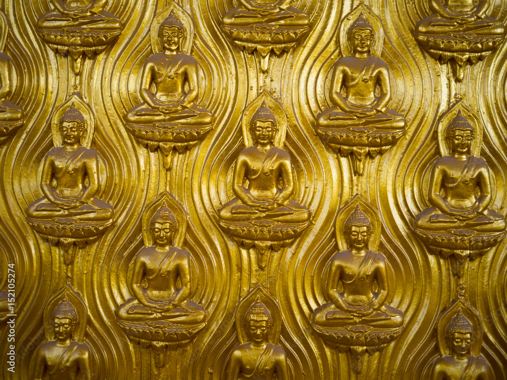 Golden buddha on wall background,