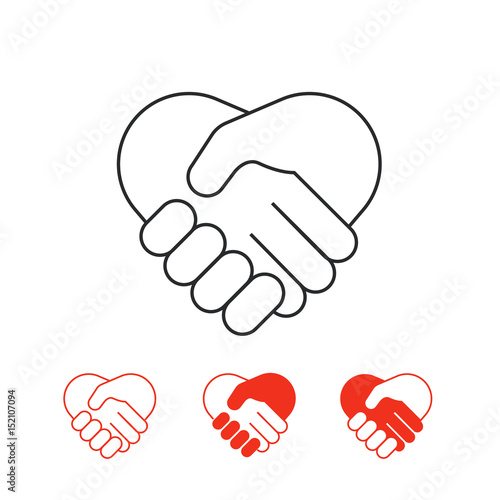 Shaking hands vector icons collection isolated on white