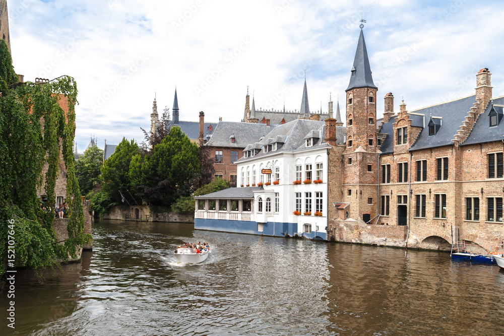 Touristic Boats on Brugge Canal