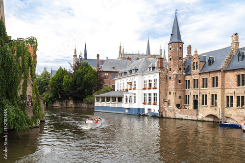 Touristic Boats on Brugge Canal