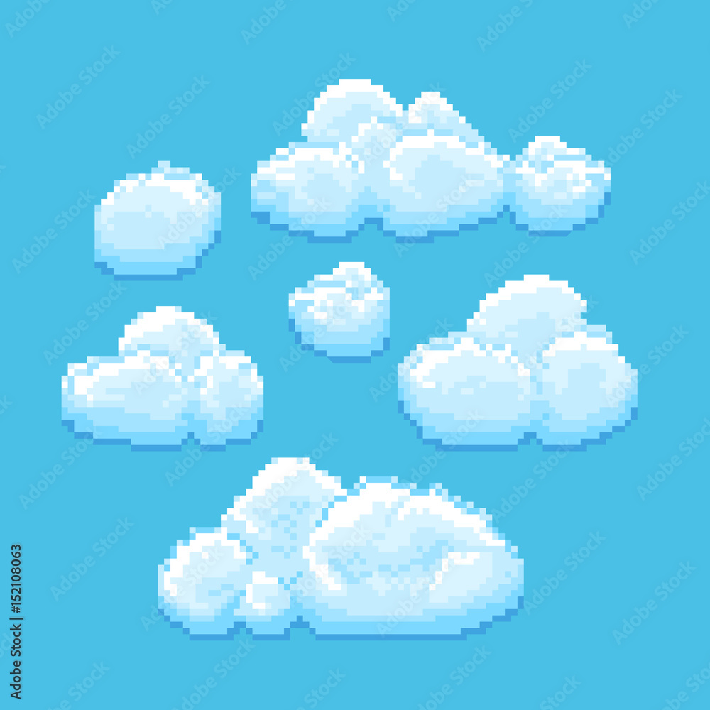 Free Sky with Clouds Background Pixel Art Set 