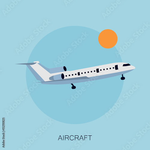 Vector illustration of color airplane in the sky