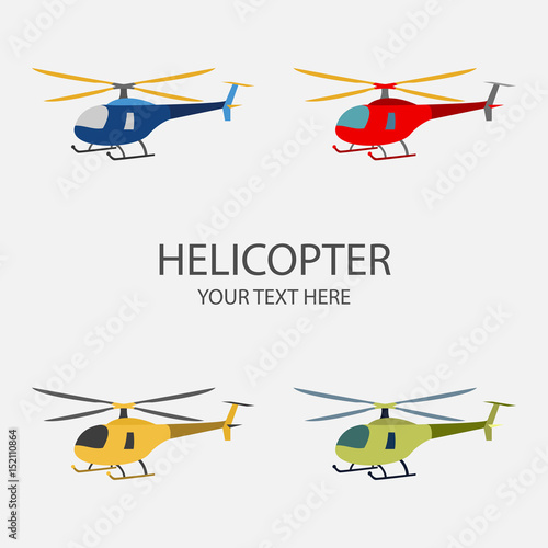 Vector illustratione of helicopter set isolated on white background