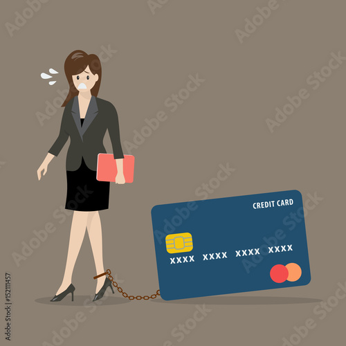 Business woman with credit card burden