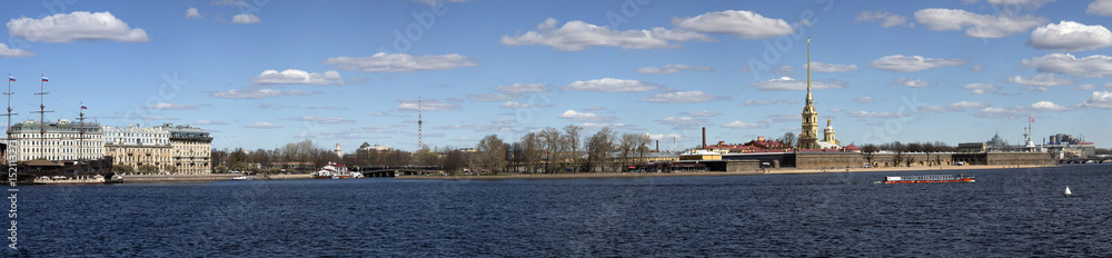 Panorama of St. Petersburg. View of the Peter and Paul Fortress.