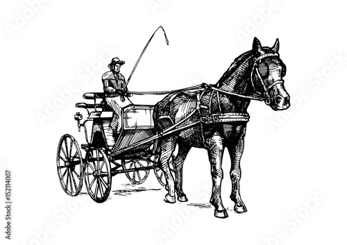 Canvas Print Vector illustration of open carriage