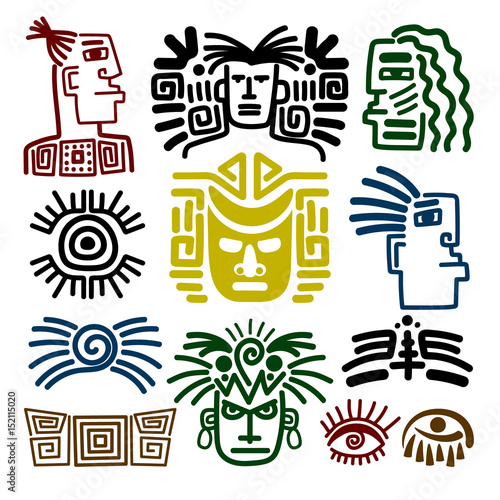 Tribal face drawings set