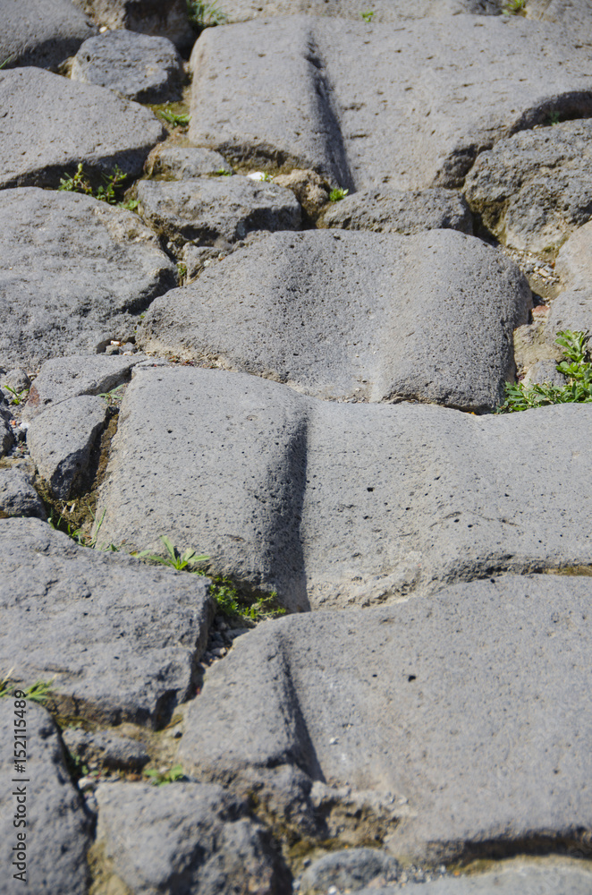 Grooves Etched in Streets of Pompeii, Italy Grooves Etched in Streets of Pompeii, Italy