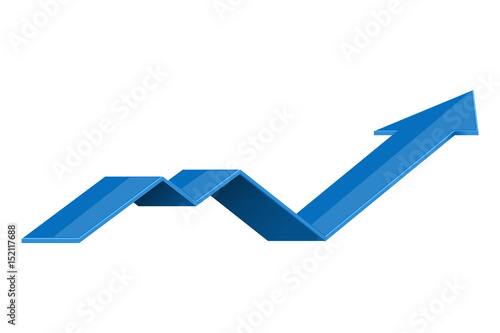 Blue UP arrow. Financial graph