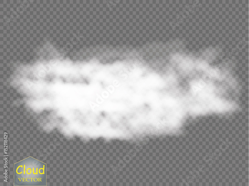 Fog or smoke isolated transparent special effect. White vector cloudiness, mist or smog background. Vector illustration