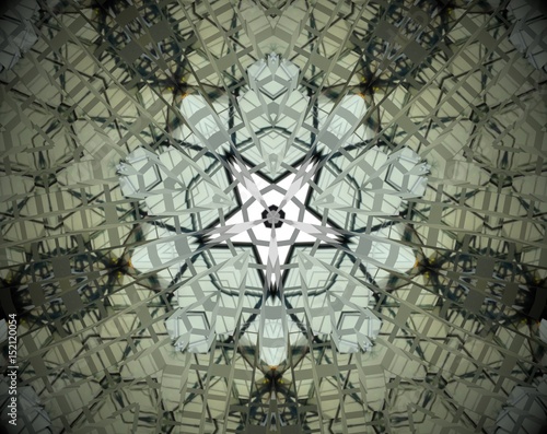 Abstract extruded mandala 3D illustration
