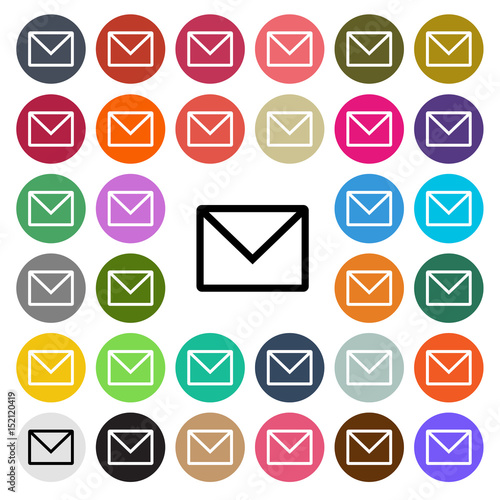 Vector modern email flat design icon set in button
