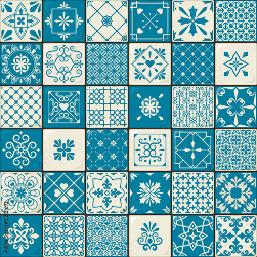 Vintage oriental moroccan tiles patterns set
