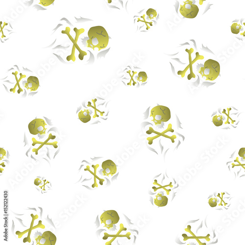 Old Retro Human Skull Seamless Random Pattern