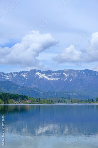 The mountain and lake.