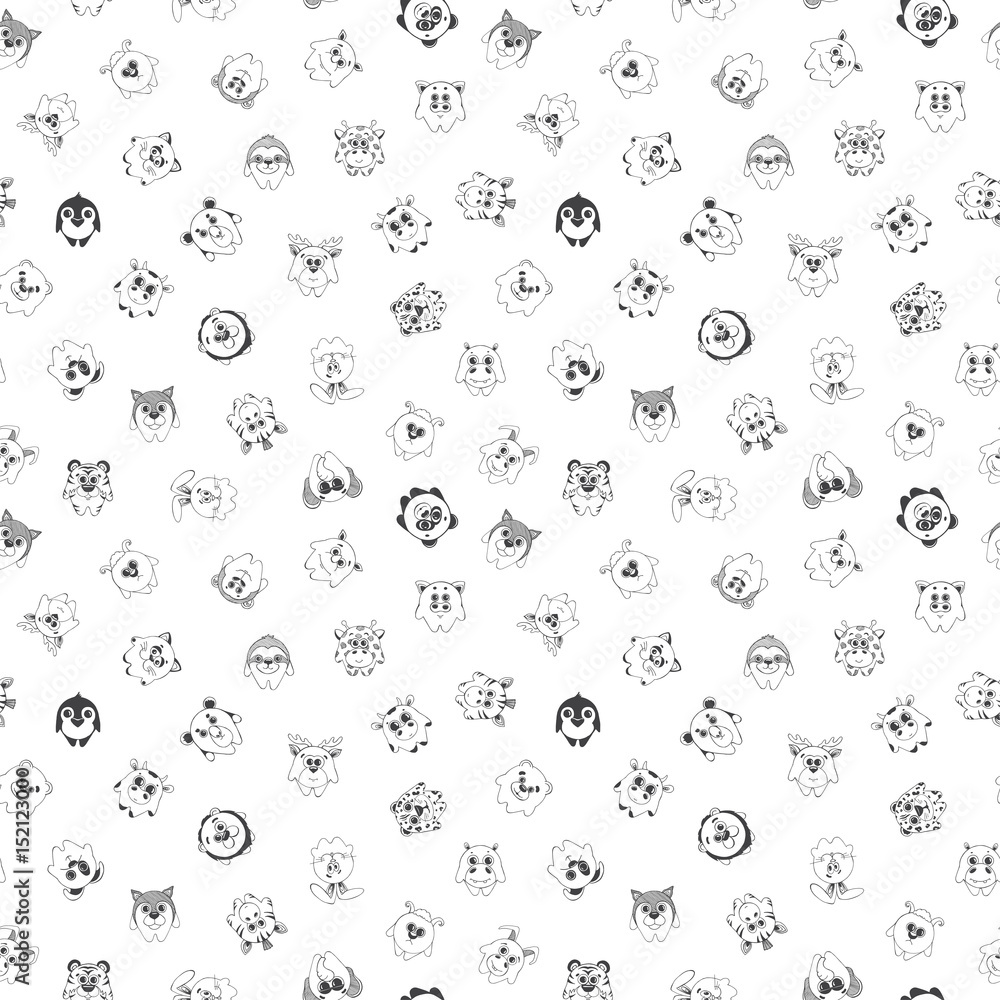 Seamless pattern with different cute animals. Children's pattern for decoration. illustration of a sketch style. Seamless pattern with different cute animals. Children's pattern for decoration. illustration of a sketch style.