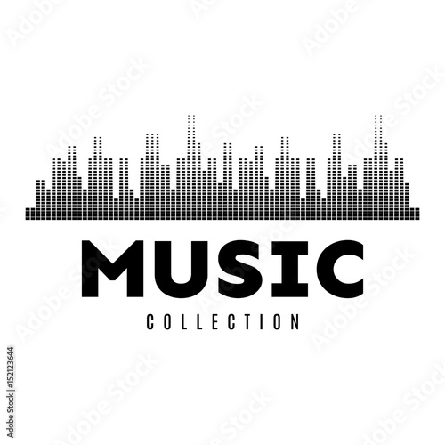 Abstract Equalizer halftone dots logo. Music collection emblem  Sound Wave  Audio Logo Sign. Vector Illustration.