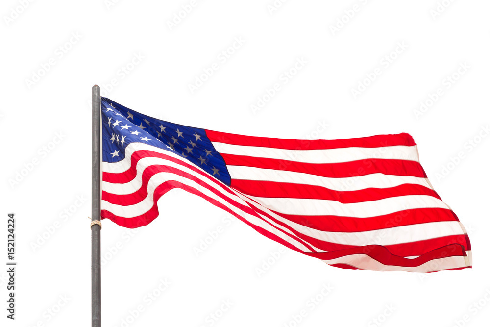 American flag waving isolated on white background American flag waving isolated on white background