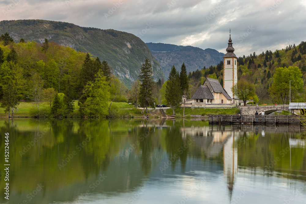 John the Baptist's Church at Lake Bohinj near Bled in Triglav National Park, Julian Alps, Slovenia
