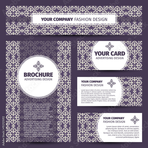 Corporate identity with purple arabic pattern