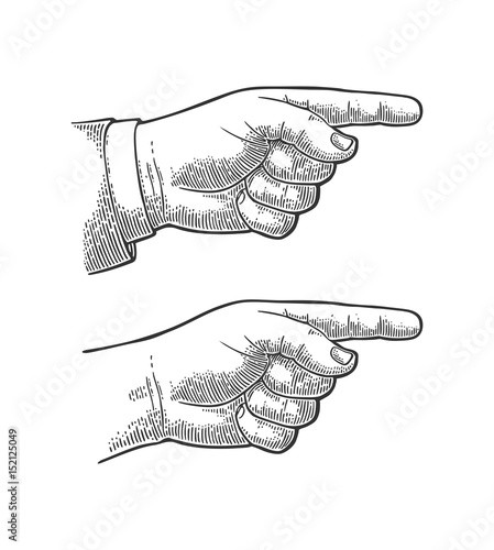 Pointing finger. Hand sign for web, poster, info graphic