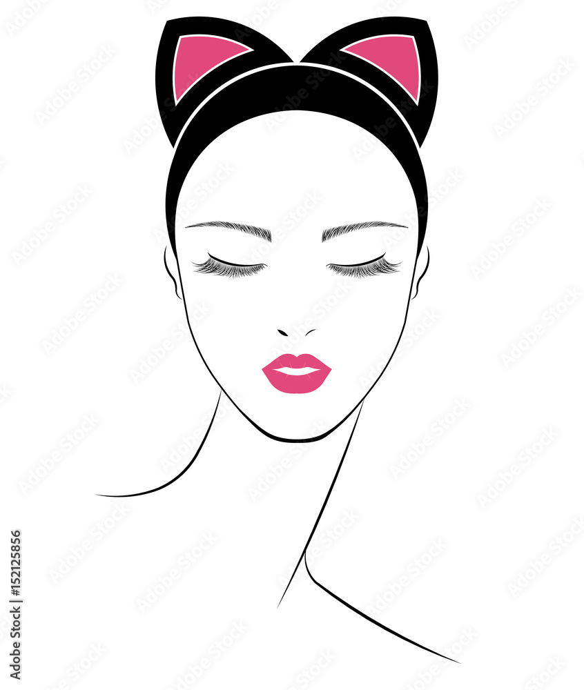 women short hair style icon, logo women face on white background women short hair style icon, logo women face on white background