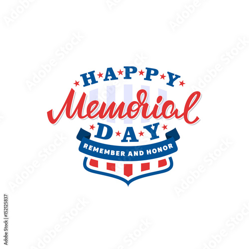 Happy memorial day card. American national holiday. Vector lettering illustration.