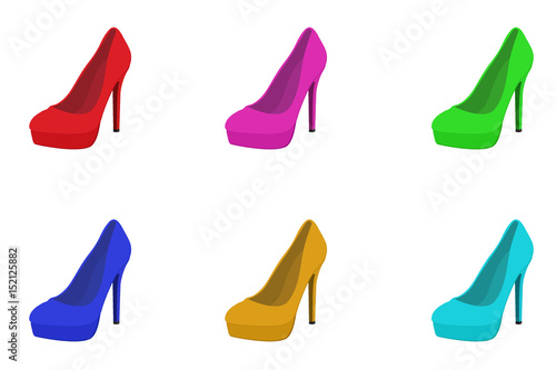 set of high heels, shoes, vector illustration