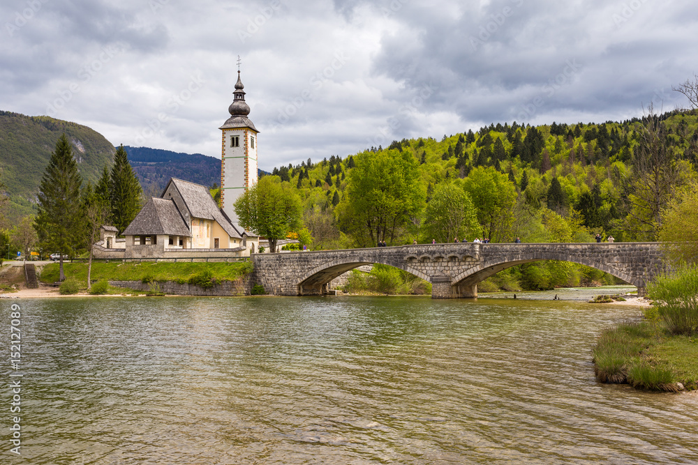 John the Baptist's Church at Lake Bohinj near Bled in Triglav National Park, Julian Alps, Slovenia
