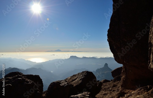 Intense sunset from the mountain, Gran canaria, Canary islands