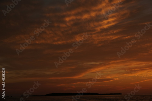 Dark red sky at sunset