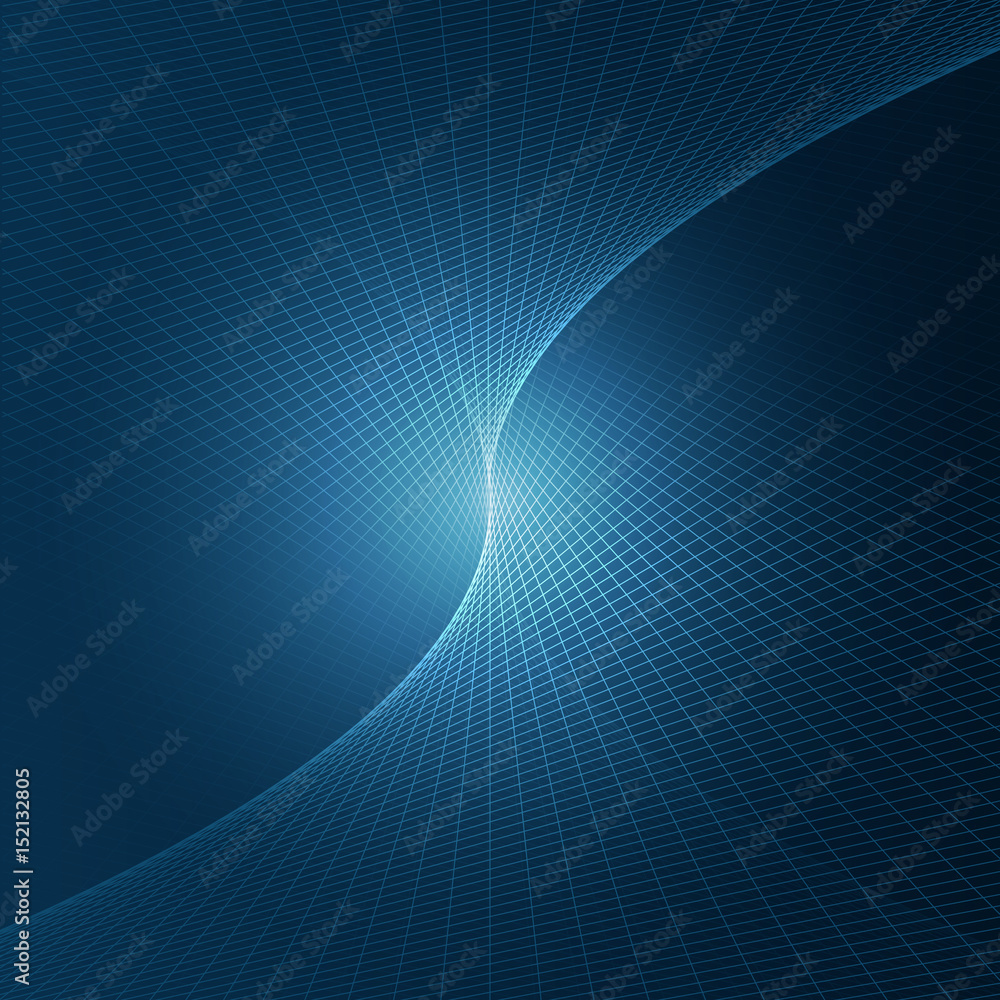 custom made wallpaper toronto digitalVector illustration of abstract tree dimensional space. Line art pattern with glow in the center. Symmetrical geometrical background in deep blue colors. Concept of unity, convergence.