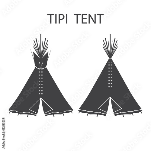 Monochrome tourist Indian or tipi tents for outdoor recreation.