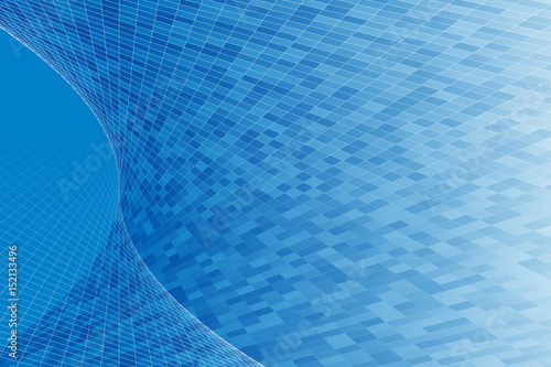 Vector abstract background with three dimensional space. Geometric pattern of lines and random opacity squares.
