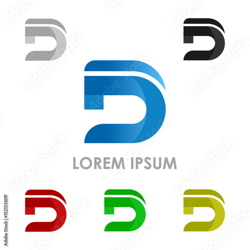 Initial D lowercase flat logo design template. Colorful media icon. Vision Logotype concept idea.