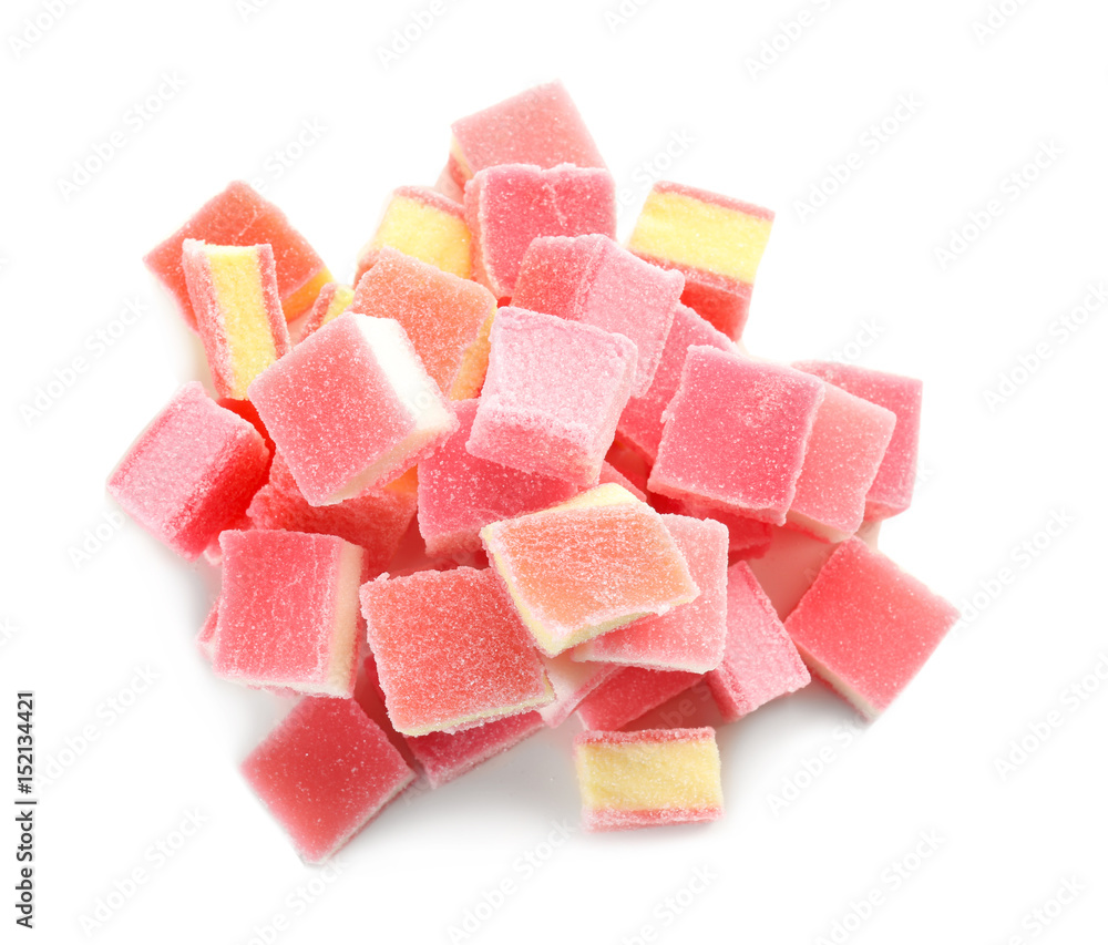 Tasty jelly candies on white background Tasty jelly candies on white background