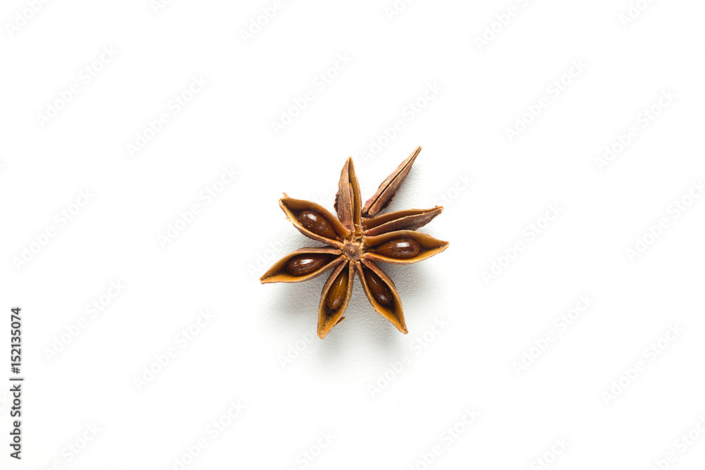 Star anise, isolated on white background close-up Star anise, isolated on white background close-up