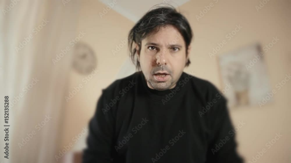 An angry upset man scolding a dog or a kid (point of view) pointing his finger at a mess that has been done.
An angry upset man scolding a dog or a kid (point of view) pointing his finger at a mess that has been done.