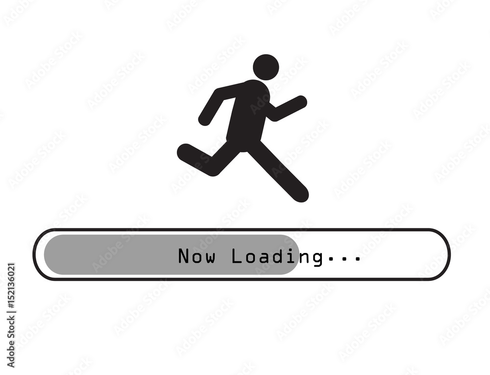 Sign man running on loading bar vector Sign man running on loading bar vector