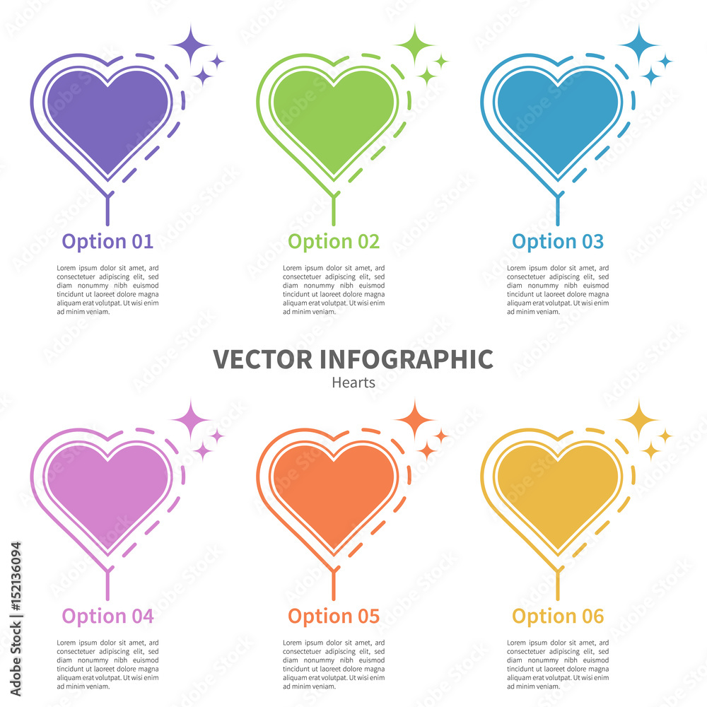 Infographic template with hearts