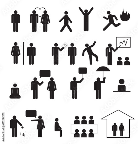 Sign of people life set.businessman group, work human pictograms on white.General people sign vector.