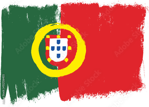 Portugal Flag Vector Hand Painted with Rounded Brush