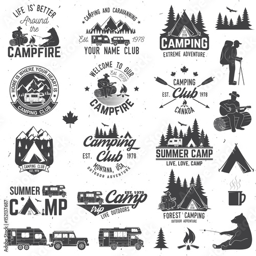 Summer camp. Vector illustration. Concept for shirt or logo, print, stamp or tee.