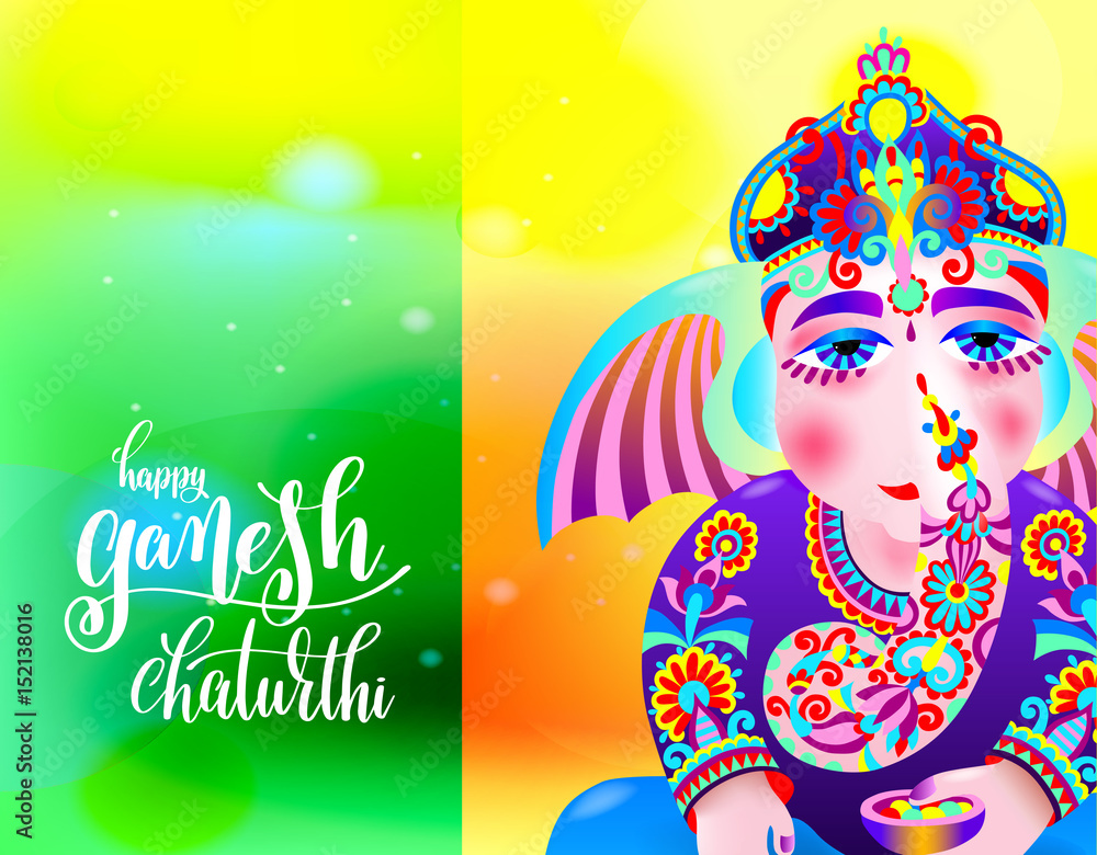 Fototapeta premium happy ganesh chaturthi beautiful greeting card or poster