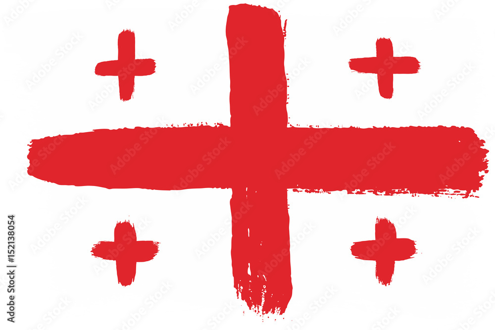 Fototapeta premium Georgia Flag Vector Hand Painted with Rounded Brush