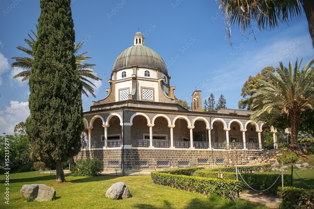 Church of the Beatitudes roman catholic church located by Sea of Galilee near Tabgha and Capernaum at the Mount of Beatitudes, where Jesus is believed to have delivered the Sermon on the Mount, Israel