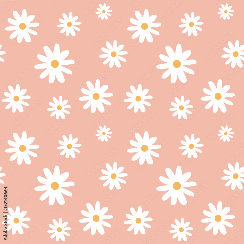 chamomile on a light peach color pastel background pattern seaml Stock  Vector | Adobe Stock
