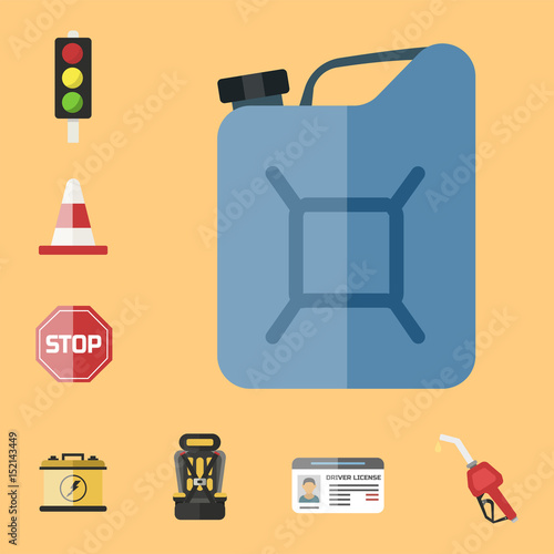 Auto transport motorist icon symbol vehicle equipment service car driver tools vector illustration.