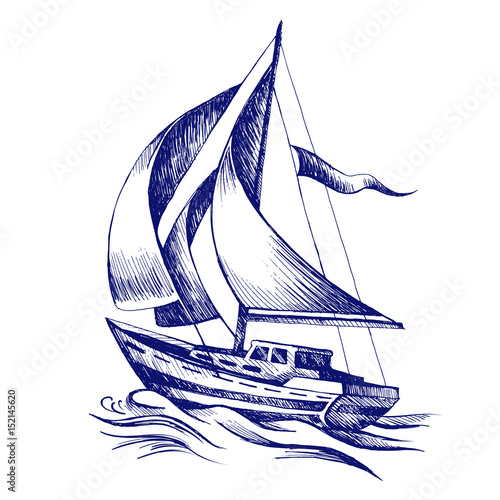 Sailing boat with a flag.