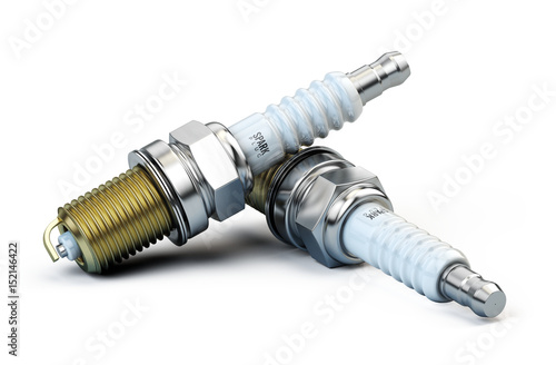 Papier peint Pair of New Spark plugs isolated on white background. 3d render